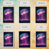 The Cosmic Jellyfish, Under The Sea Galaxy Art Mashup, Framed Canvas Print