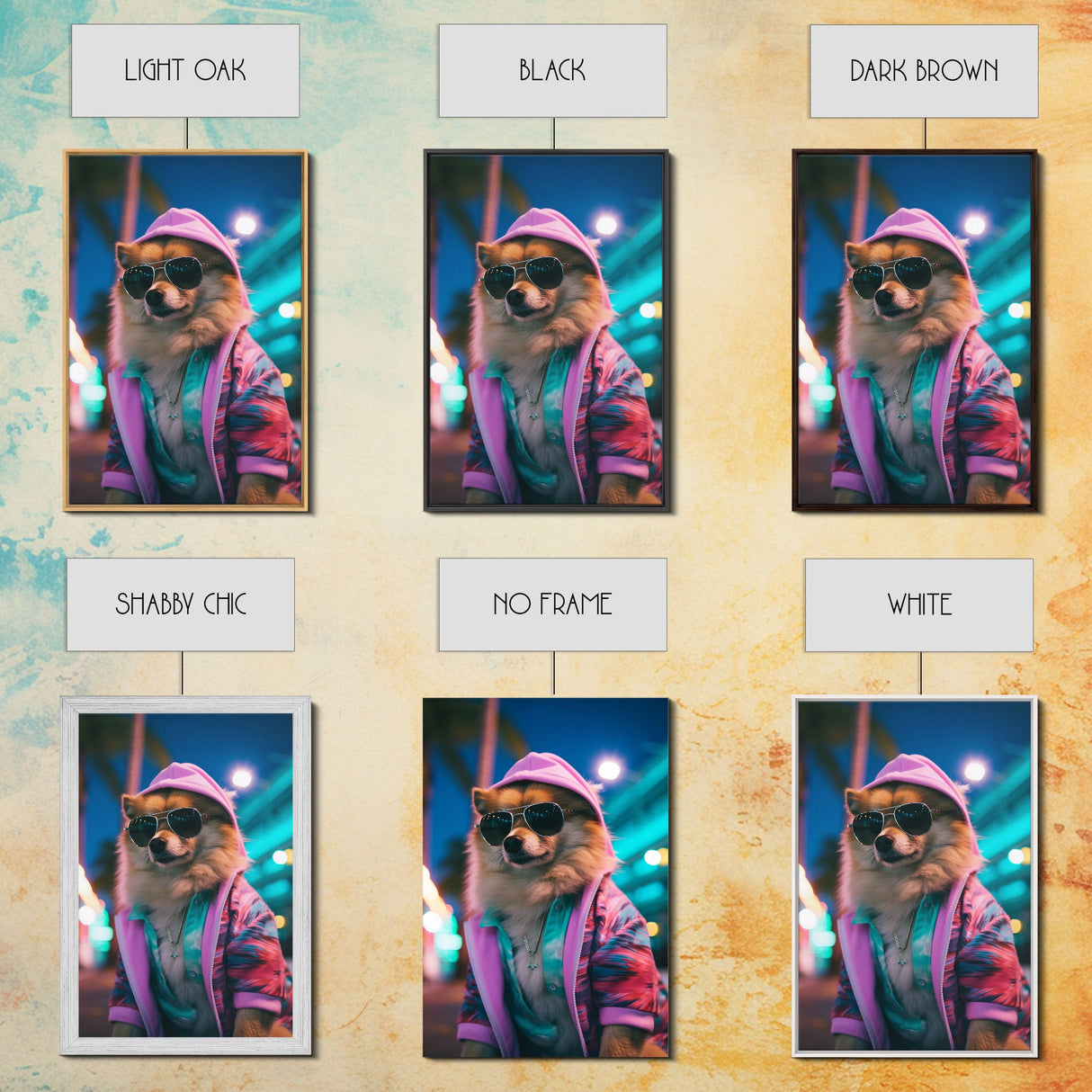 Pomeranian Wall Print, Dog Wall Art, Dog With Shades, Pink Hoodie, Funny Wall Art, Framed Wall Art, Framed Canvas, Wall Print, Wall Canvas