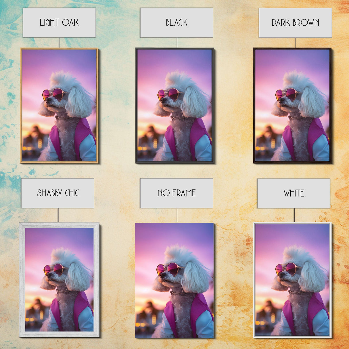 Poodle Wall Print, Dog Wall Art, Dog Sunglasses, Dog In Pink White Suit, Funny Art, Framed Wall Art, Framed Canvas, Wall Print, Wall Canvas