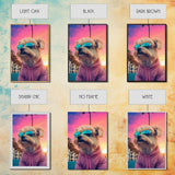 Shih Tzu Wall Print, Dog Print, Dog Sunglasses, Dog In Pink Jacket, Funny Art, Framed Wall Art, Framed Canvas, Wall Print, Wall Canvas