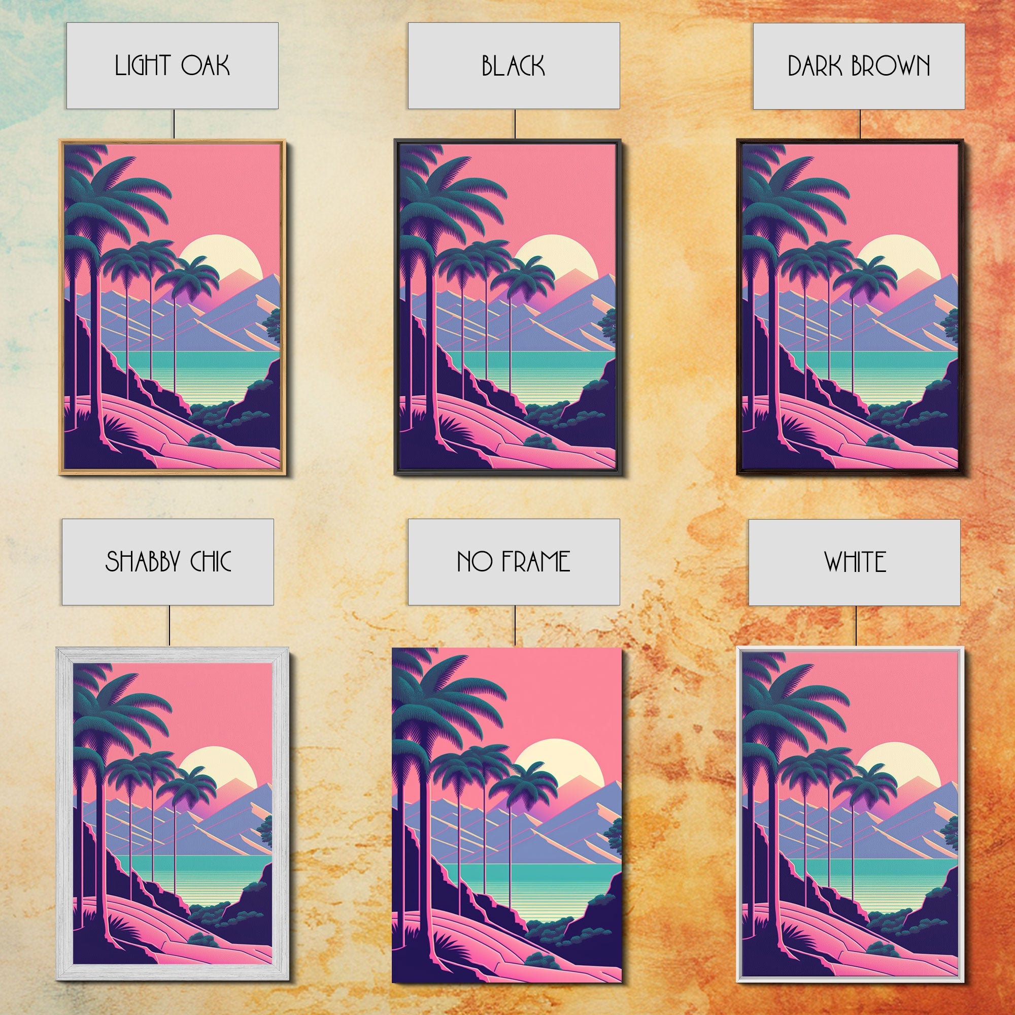 Retro 80s Style Art, 3 Panel Framed Canvas Prints, Canvas Wall Art