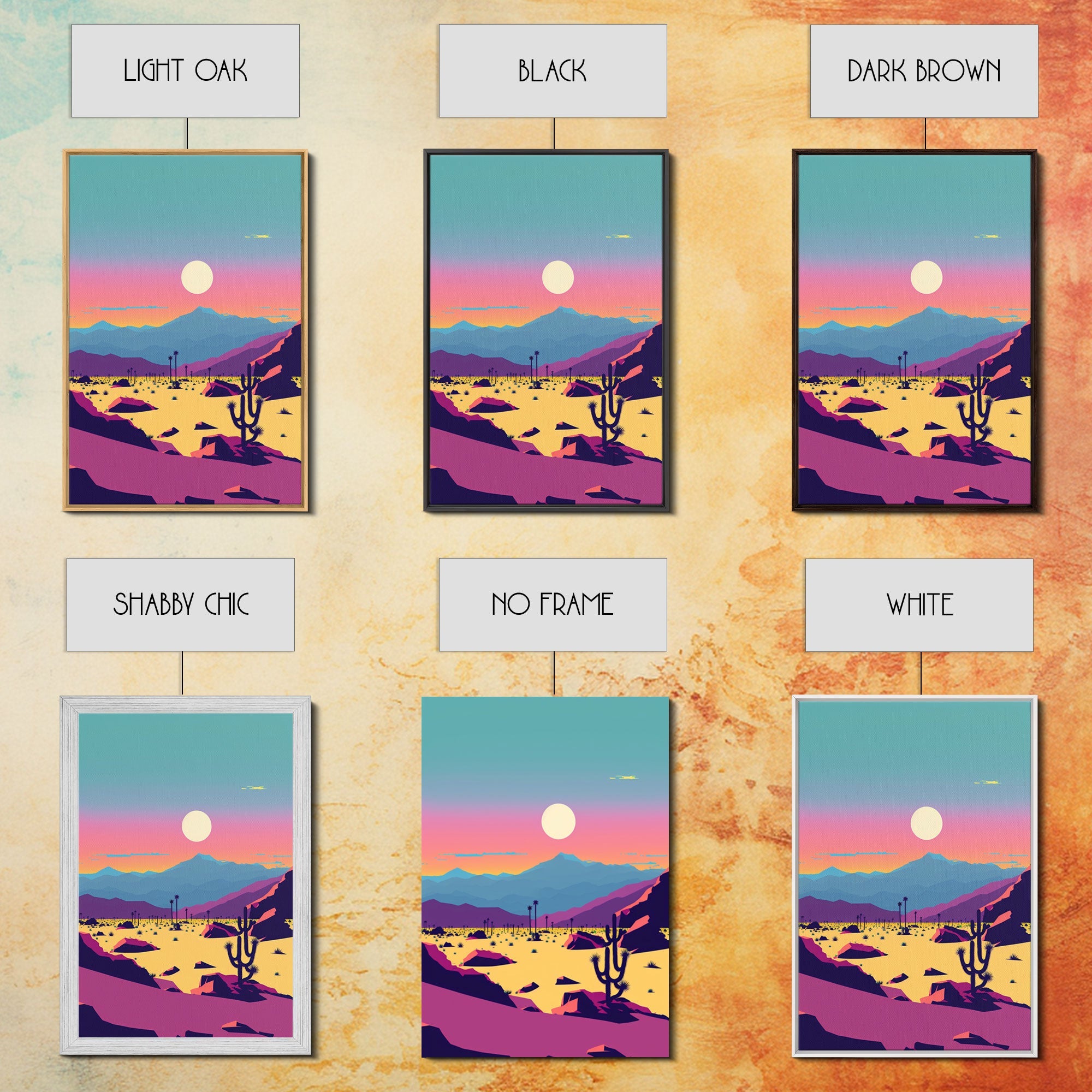 Desert Canvas Prints Set of 3, Arizona Desert 3 Panel Wall Art