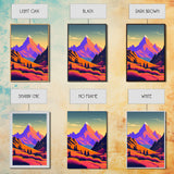 Retro Purple Midcentury Style Wall Art, Framed Canvas Print, Colorful Wall Art, Mountain Landscape, Office Decor, Low Res Art