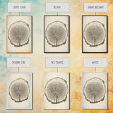 Framed Wall Art Canvas Print, Tree Cross Section, Tree Rings, Rustic Art, Farmhouse Decor, Oak Wood Tree Rings, Illustration, Gift For Him
