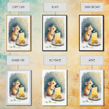 Cute mouse birthday party Watercolor Print, Mouse Art Painting, Framed Canvas Print, Cute mouse cartoon