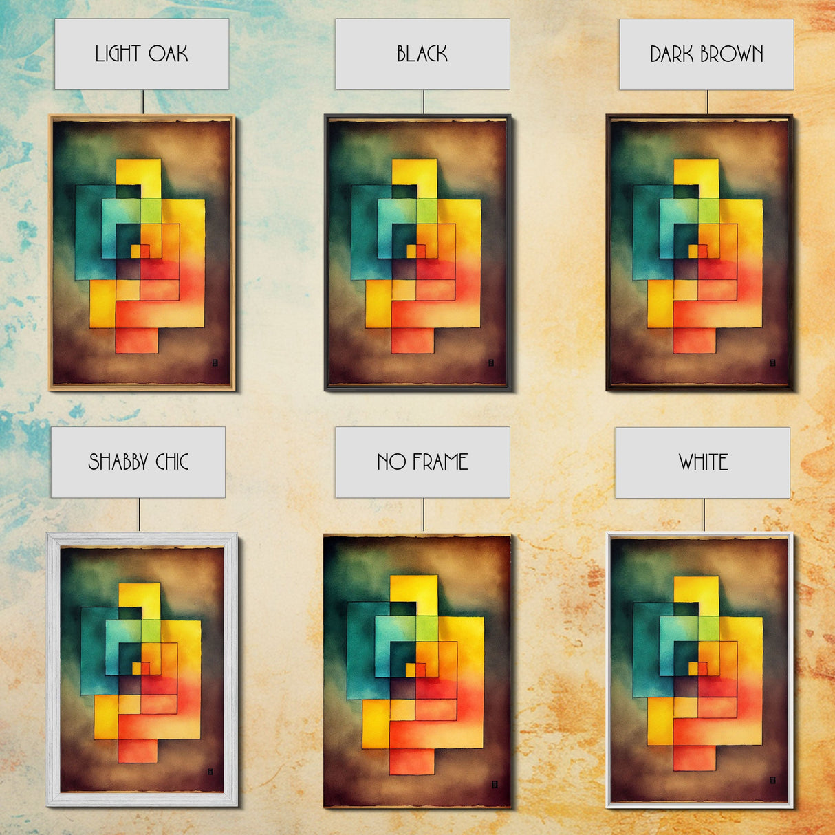Framed Canvas Print Wall Art Set Color Blocks Abstract Shapes Illustrations Mid Century Modern Wall Art Boho Decor Abstract Wall Art