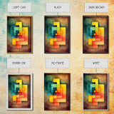 Framed Canvas Print Wall Art Set Color Blocks Abstract Shapes Illustrations Mid Century Modern Wall Art Boho Decor Abstract Wall Art