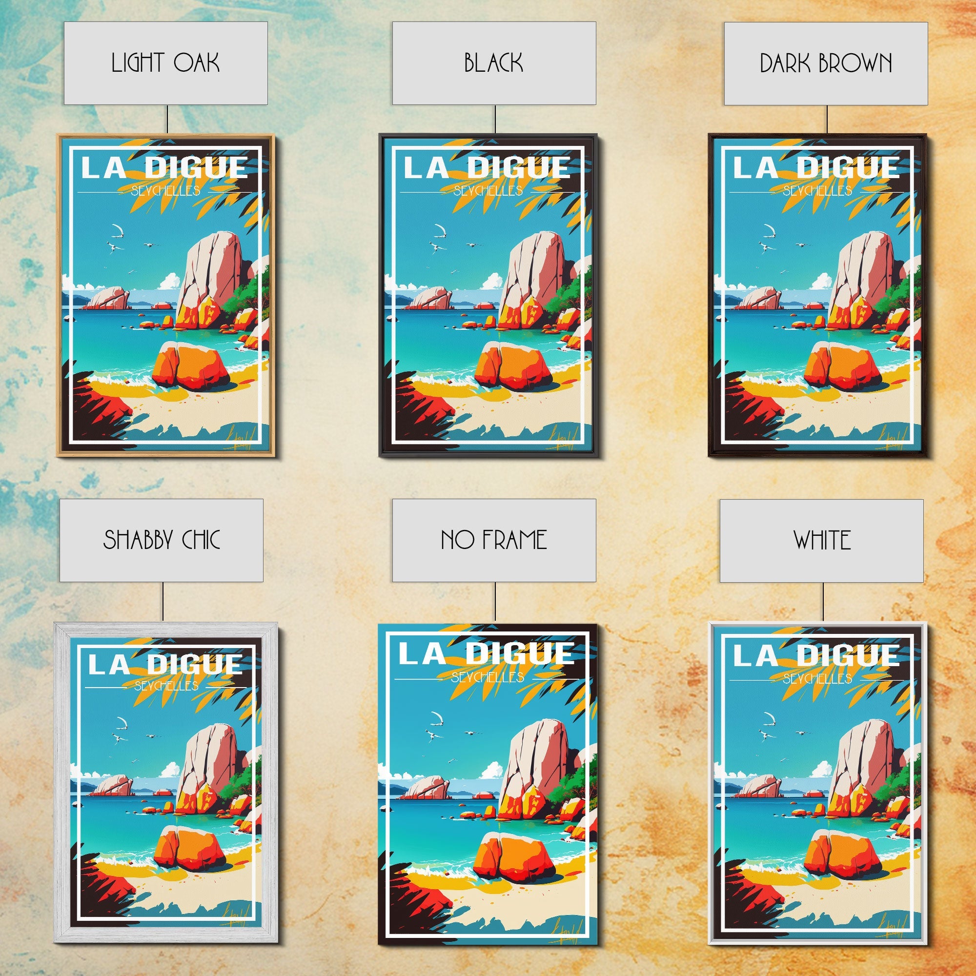 La Digue Wall Art, Seychelles Wall Poster, Indian Ocean, Island