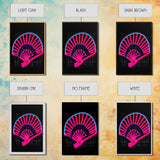Neon Lights Folding Fan Wall Art, Line Art Print, Pink, Glowing Art, Minimalist Print, Wall Decor, Canvas Print, Wall Art, Framed Canvas