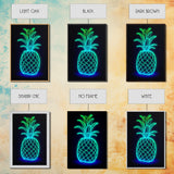 Green Neon Lights Pineapple Wall Decor, Fruit Art, Kitchen Wall Art, Minimalist Print, Wall Decor, Canvas Print, Wall Art, Framed Canvas