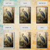 Bird Wall Art, Heron Art Print, Heron In Pond, Nature Wall Decor, Modern Print, Wall Decor, Canvas Print, Wall Art, Framed Canvas