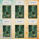 Rousseau Inspired Botanical Print, Framed Canvas Art, Bear Hiding In The Jungle, Dark Green Wall Art, Emerald Green Wall Art, Poster Print