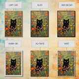 Gustav Klimt Inspired Garden Cat, Funny Black Cat Art, Framed Canvas Print, Fine Art Poster, Cute Cat Art, Funny Gift, Funny Cat Prints