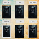 Red Eyed Wolf Print, Black Wolf On The Hunt, Framed Canvas Art