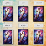 Heavenly Harp Among The Stars, Harp Art, Harp Print, Framed Canvas Art, Harp Wall Decor, Music Gift