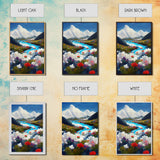 Colorful fields of flowers in the Swiss alps, framed canvas art, canvas print, beautiful wall decor