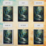 Waterfall painting canvas print, fantasy wall art, watercolor print, high fantasy, nature landscape wall art for living room