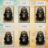 Skull Decor, Charcoal Drawing, Gothic Home Decor, Canvas Print, Wall Art, Vertical Art, Skull Gift, Human Skull Decor, Modern Art Prints