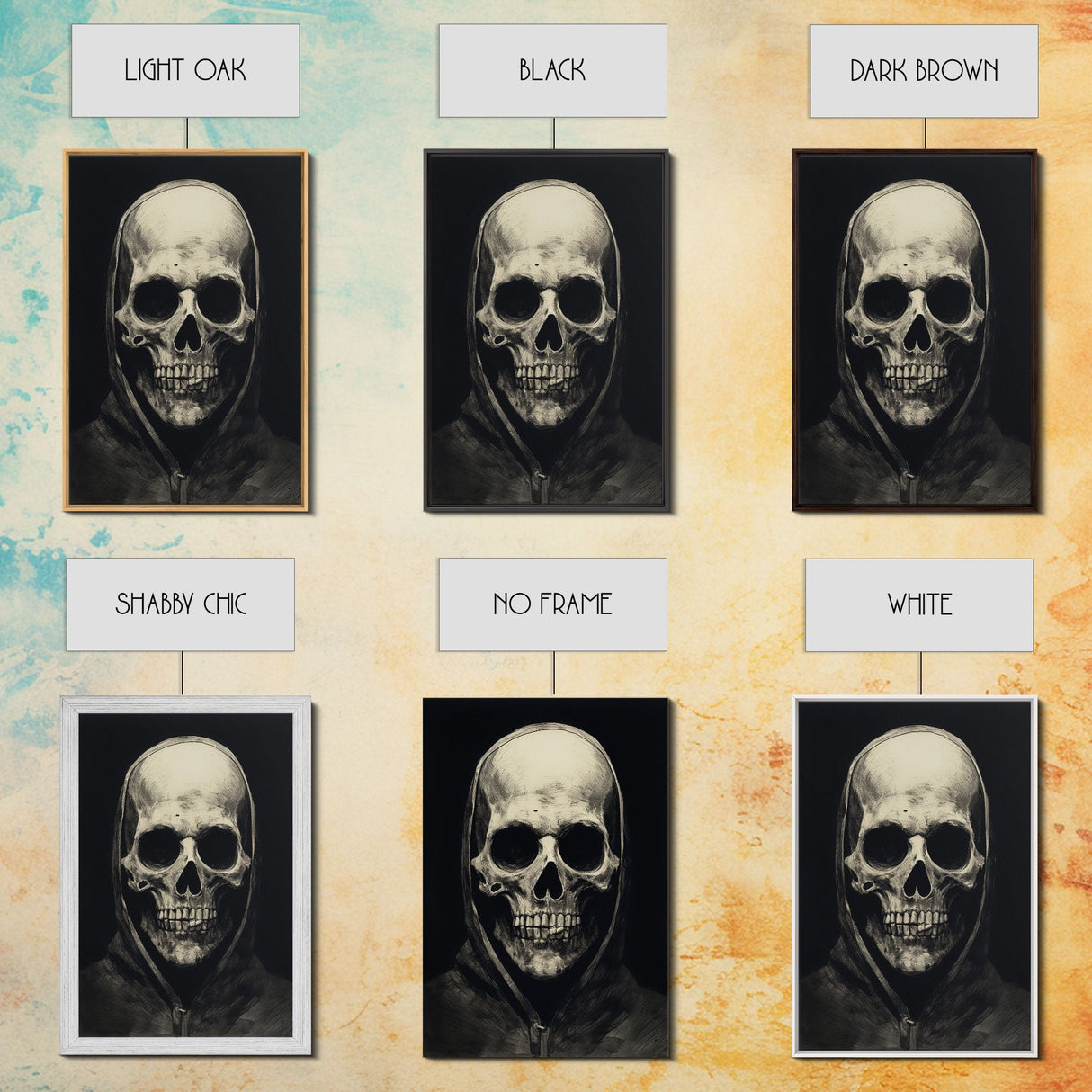 Skull Decor, Charcoal Drawing, Gothic Decor, Human Skull, Canvas Print, Wall Art, Vertical Art, Dark Wall Art, Moody Wall Art, Indie Art