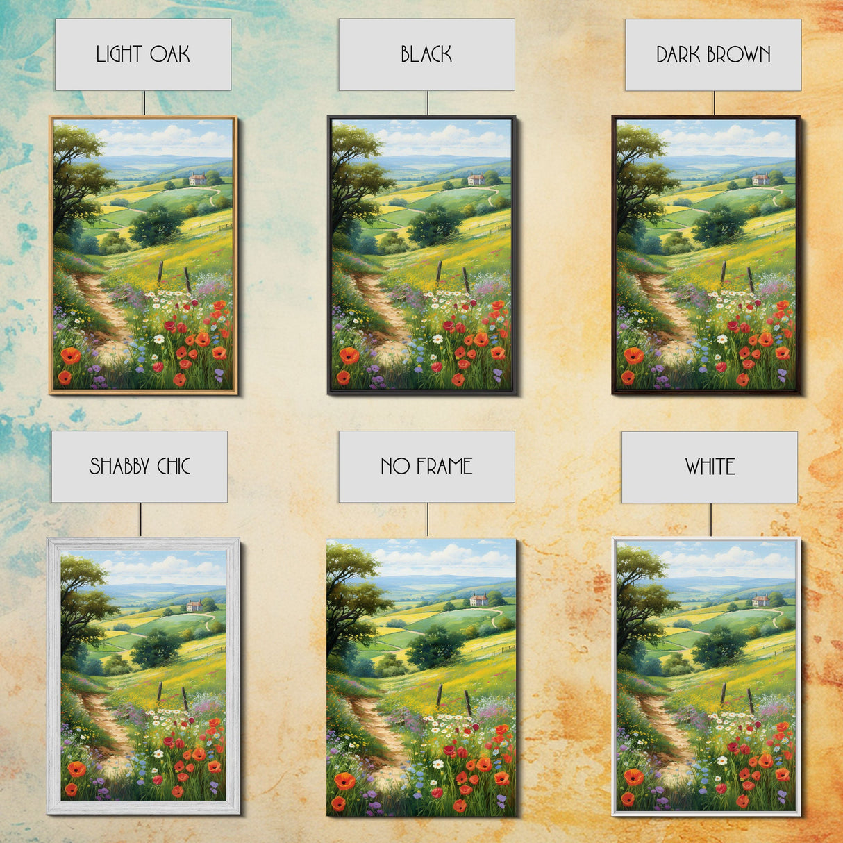 Countryside Wall Art, Wildflowers Wall Art, Meadow Wall Print, Canvas Print, Wall Art, Vertical Art, Country Wall Art, Landscape Art
