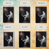 Spooky White Ghost Playing A Piano, Gothic Victorian Halloween Art, Halloween Decoration / Wall Art, Skeleton Art, Gothic Oil Painting