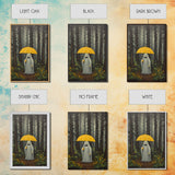 Happy Ghost In The Rain,  Vintage Halloween Canvas, Framed Canvas Print, Cute Wall Art, Who's Haunting Who?