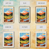 Lassen Volcanic National Park Alaska Travel Art, National Park Print, Minimalist Travel Art, Midcentury Modern Style Landscape Painting
