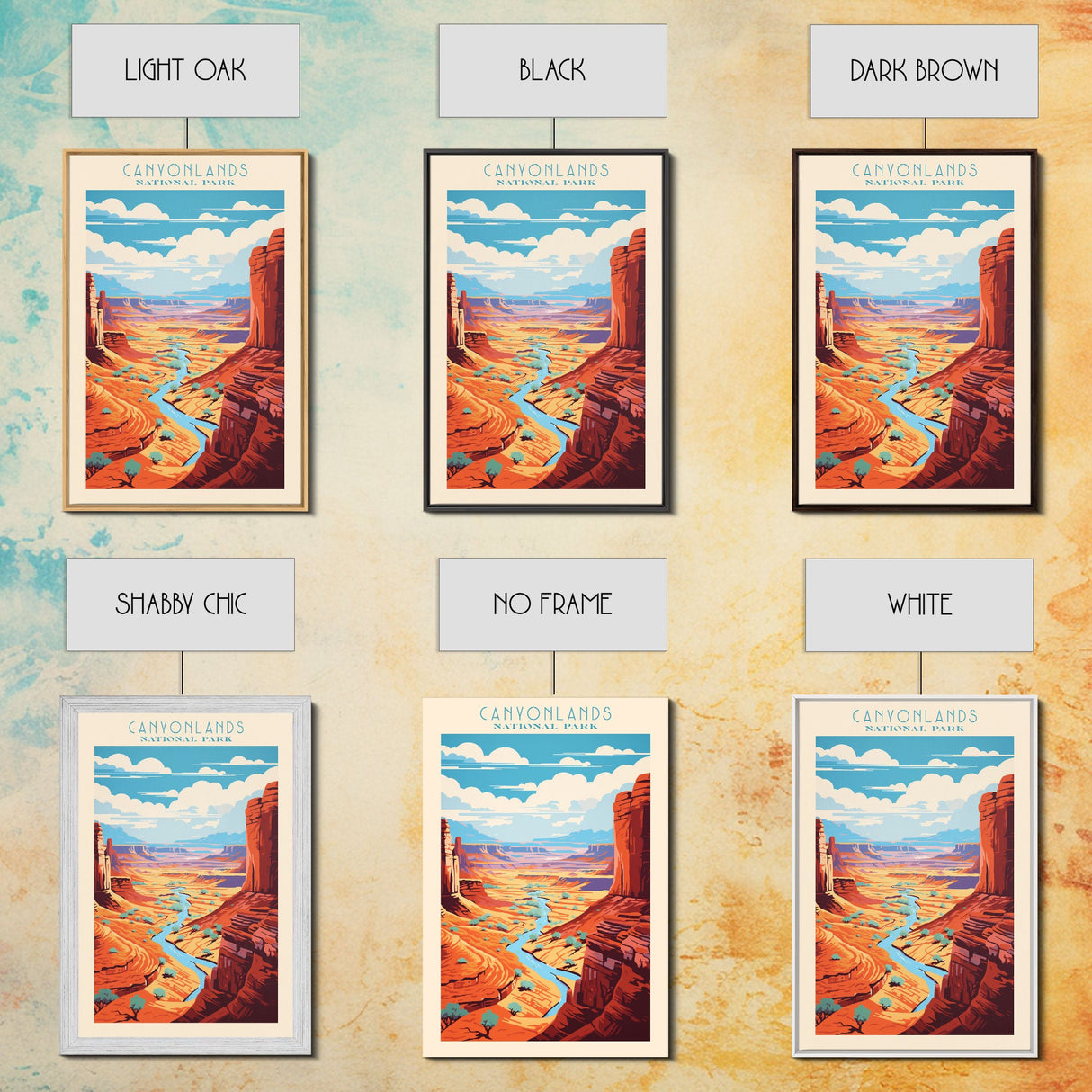 Canyonlands National Park Utah Travel Art, National Park Print, Minimalist Travel Art, Midcentury Modern Style Landscape Painting
