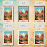 Zion National Park,  Utah Travel Art, National Park Print, Minimalist Travel Art, Midcentury Modern Retro Style Landscape