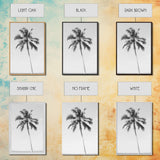 Palm Tree Wall Art, Tropical Art, Minimalist Art, Canvas Print, Wall Hanging, Portrait Art, Black And White Art, Living Room Wall Art