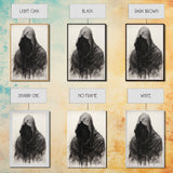 Spooky Halloween Art - Portrait Of The Grim Reaper - Framed Canvas Print - Halloween Decor - Halloween Clearance