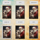 Santa Claus and his Alaskan Malamute, Christmas Wall Art, Dog Gift, Christmas Dog, Winter Wall Art, Santa Decor, Santa Art Print