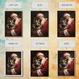 Santa Claus And His German Shepherd, Christmas Wall Art, Dog Gift, Christmas Dog, Winter Wall Art, Santa Decor, Santa Art Print, Cute Dog