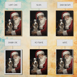 Santa Claus And His Border Collie, Christmas Wall Art, Dog Gift, Christmas Dog, Winter Wall Art, Santa Decor, Santa Art Print, Cute Dog