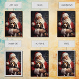 Santa Claus and his Beagle, Cute Dog Art, Framed Canvas Print, Christmas Art, Christmas Decor, Christmas Art Print, Christmas Wall Art