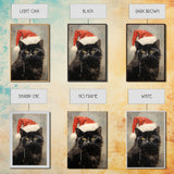 Christmas Cat In A Christmas Hat, Farmhouse Christmas, Farmhouse Decor, Framed Canvas Print, Seasonal Wall Art, Winter Decor, Christmas Art