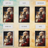 Santa Claus And His Corgi, Christmas Wall Art, Christmas Dog, Winter Wall Art, Santa Decor, Santa Art Print, Farmhouse Christmas