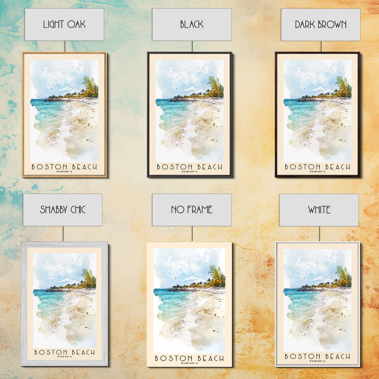 Boston Beach, Jamaica Watercolor Beach Print, Vacation Gift, Jamaica Wall Art, Beach Painting, Beach Decor, Beach Painting