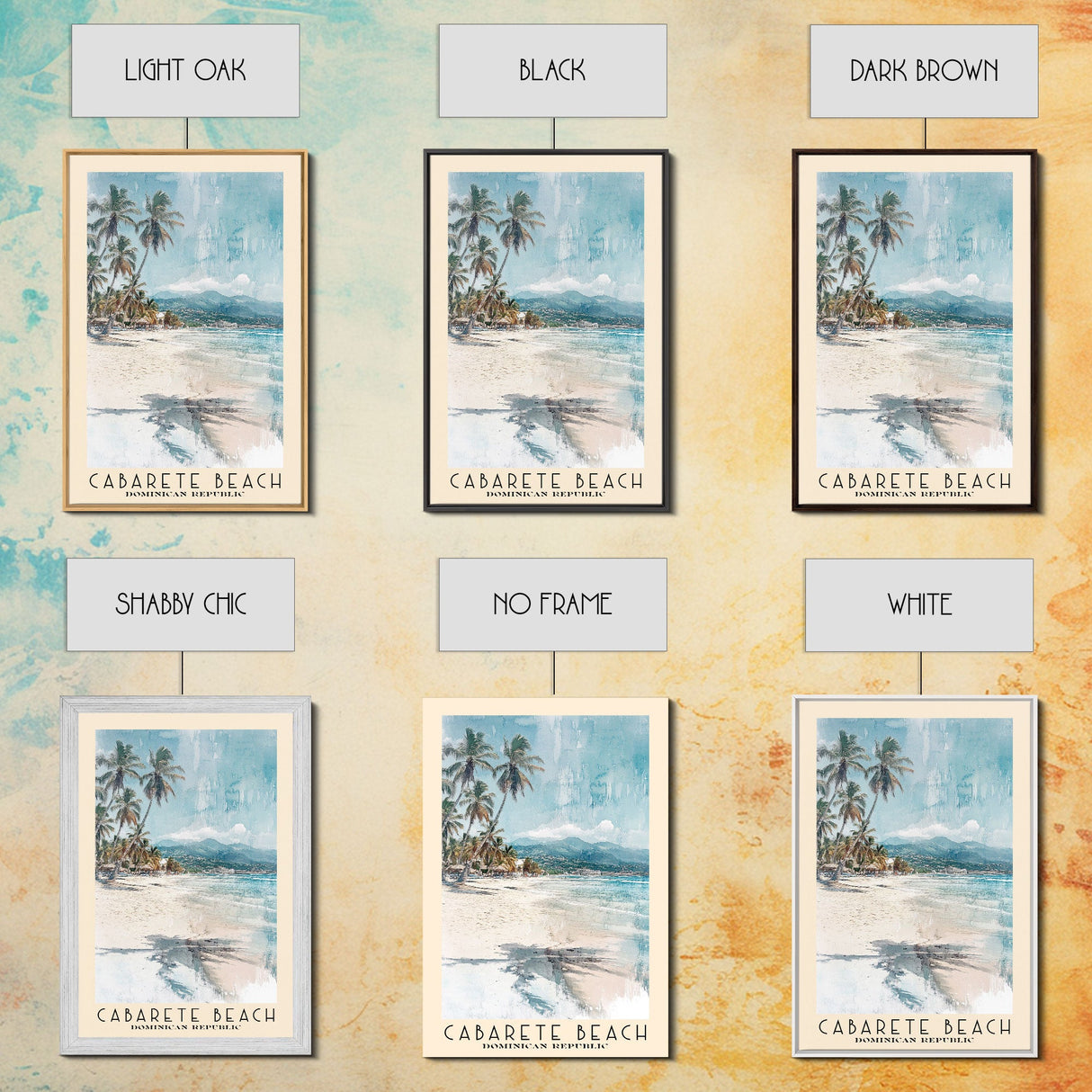 Cabarete Beach, Dominican Republic Watercolor Print, Vacation Gift, Dominican Republic Wall Art, Beach Painting, Beach Decor, Large Wall Art, Wood Frame Art