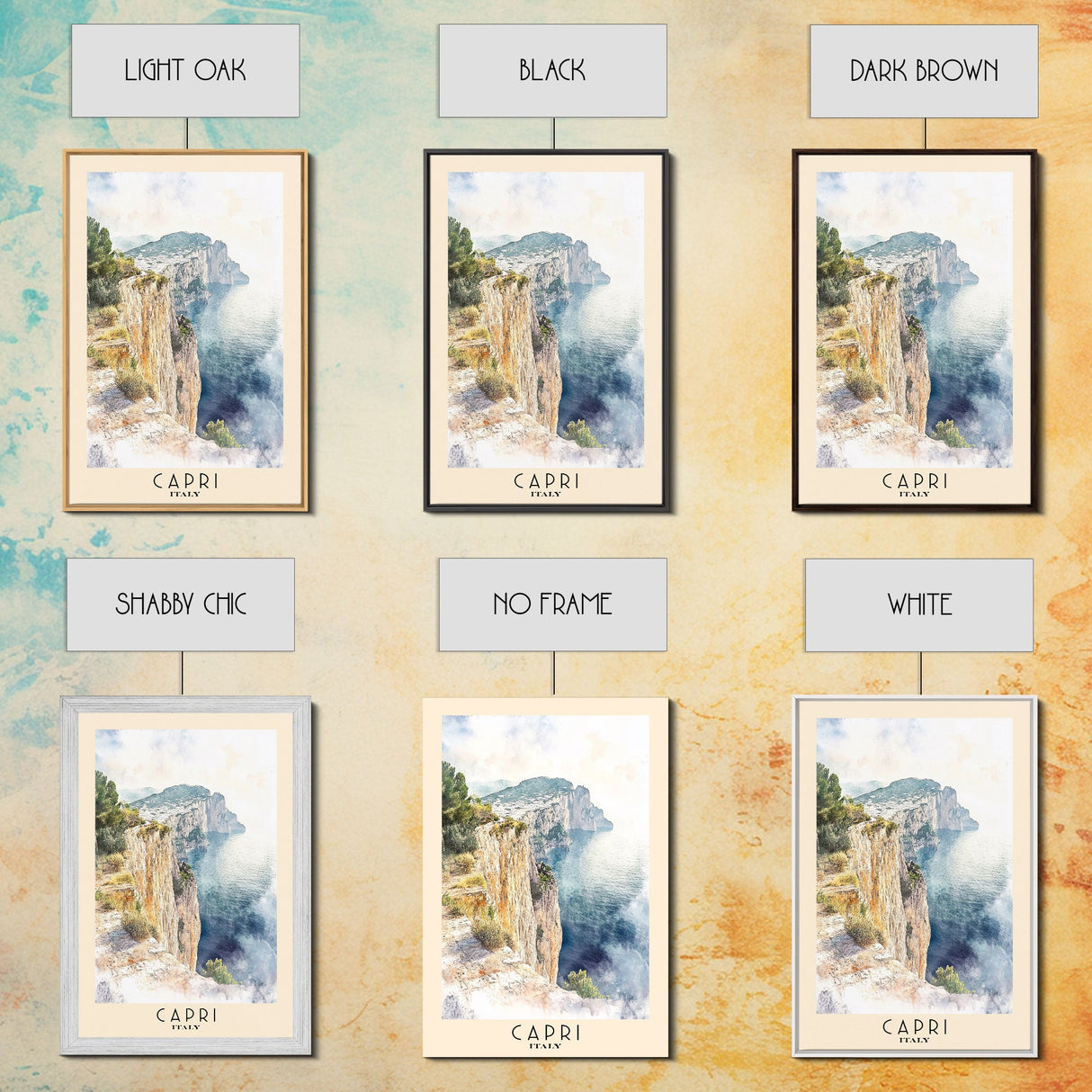 Capri, Italy Watercolor Beach Print, Vacation Gift, Italy Wall Art, Beach Painting, Beach Decor, Beach Painting