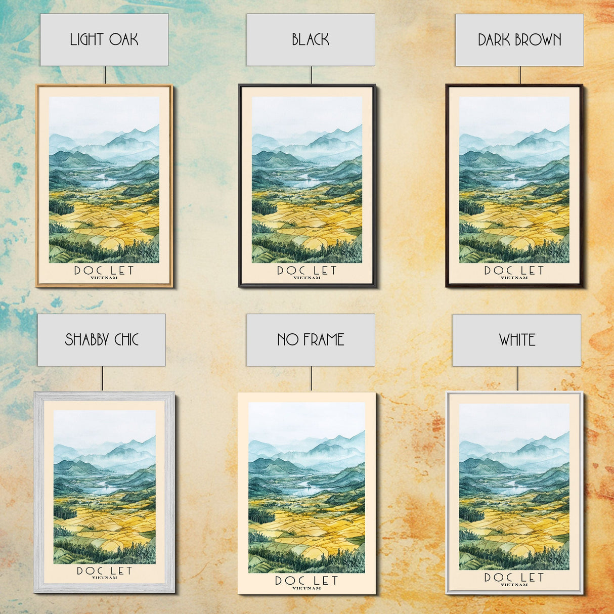 Doc Let, Vietnam Watercolor Print, Vacation Gift, Vietnam Wall Art, Beach Painting, Beach Decor, Large Wall Art, Wood Frame Art