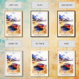 Huanchaco, Peru Watercolor Beach Print, Vacation Gift, Peru Wall Art, Framed Canvas Print, Framed Beach Painting