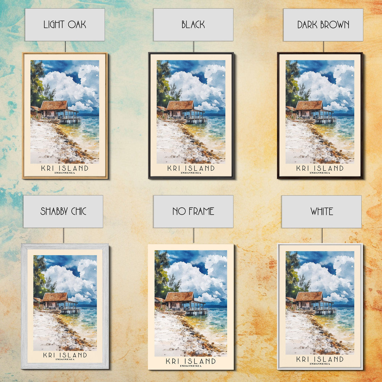 Kri Island, Indonesia Watercolor Beach Print, Vacation Gift, Indonesia Wall Art, Beach Painting, Beach Decor, Beach Painting