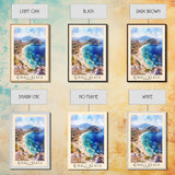 Çıralı Beach, Turkey Watercolor Print, Vacation Gift, Turkey Wall Art, Beach Painting, Beach Decor, Large Wall Art, Wood Frame Art