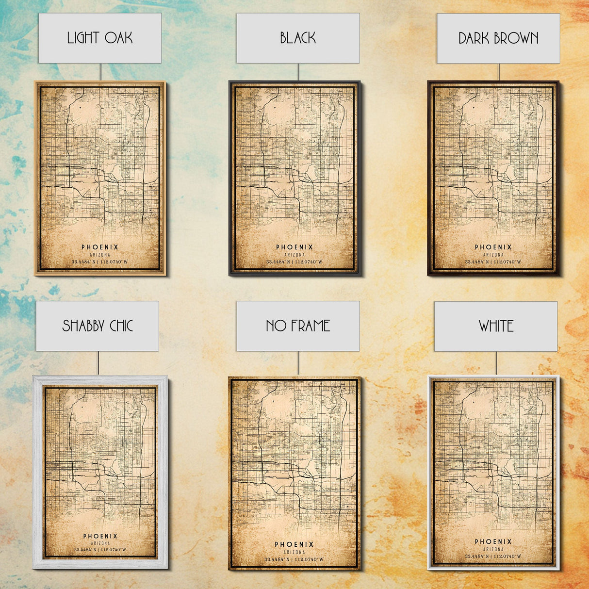 Phoenix Arizona Street Map, Framed Canvas Art, Arizona United States Road Map Wall Art, Office Wall Art, Wall Decor for Office