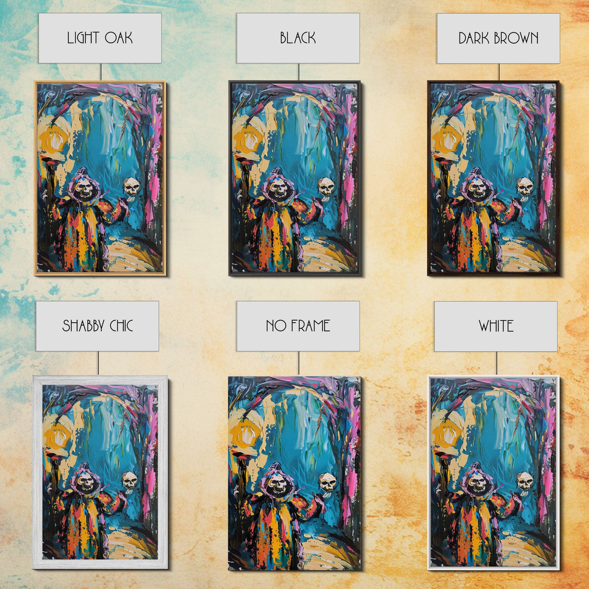 Halloween Ghostly Figure with Lantern Framed Canvas Print, Spooky Wall Art, Home Decor, Haunted Decor, Gift Idea, Night Haunt