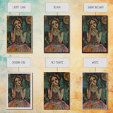 Halloween Girl Eating Macaron, Framed Canvas Print, Wall Art, Living Room Decor, Spooky, Girl Art, Original Painting, Home Decor