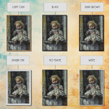 Halloween Girl Eating Macaron Framed Canvas Print, Whimsical Spooky Decor, Living Room Art, Fun Halloween Wall Art, Home Decoration