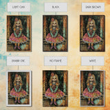 Halloween Witch in Forest Framed Canvas Print, Spooky Decor, Living Room Art, Whimsical Halloween Wall Art, Home Decoration, Retro Style Art