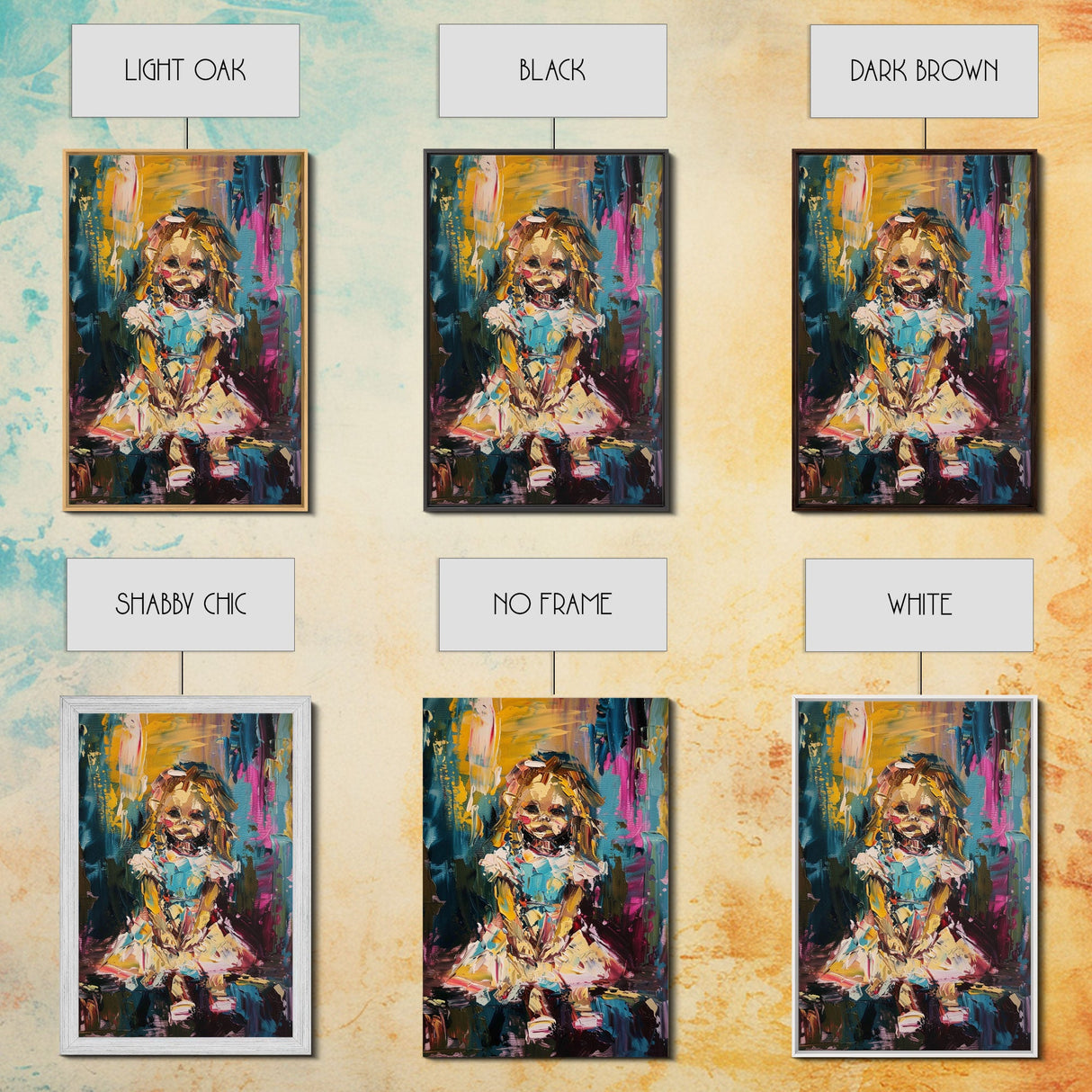 Halloween Ghost Eating Cake, Framed Canvas Print, Wall Art, Spooky Decor, Halloween Decoration, Living Room Art, Unique Gift